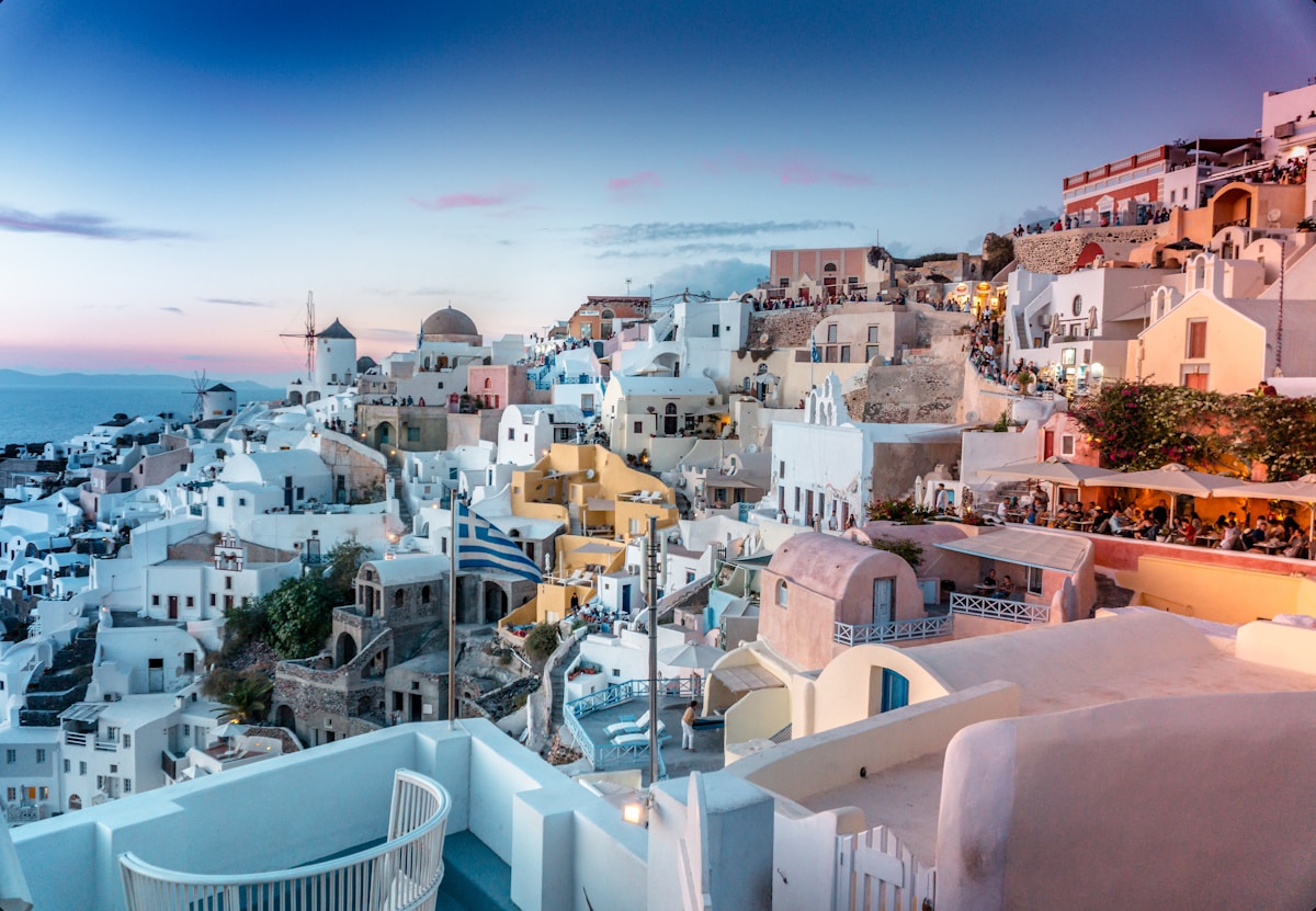 Santorini fehér-kék házai
